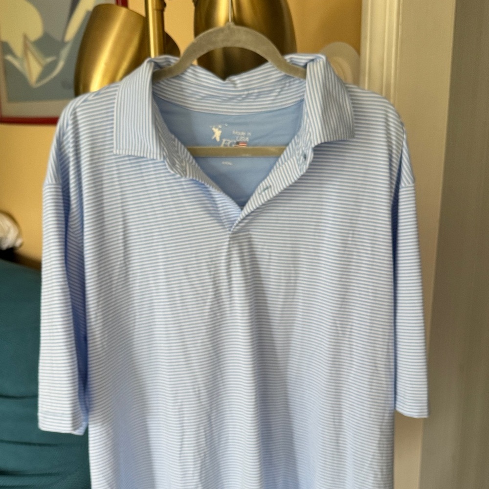 Fairway & Greene Men's Light Blue Striped Polo